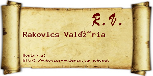 Rakovics Valéria névjegykártya