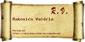 Rakovics Valéria névjegykártya